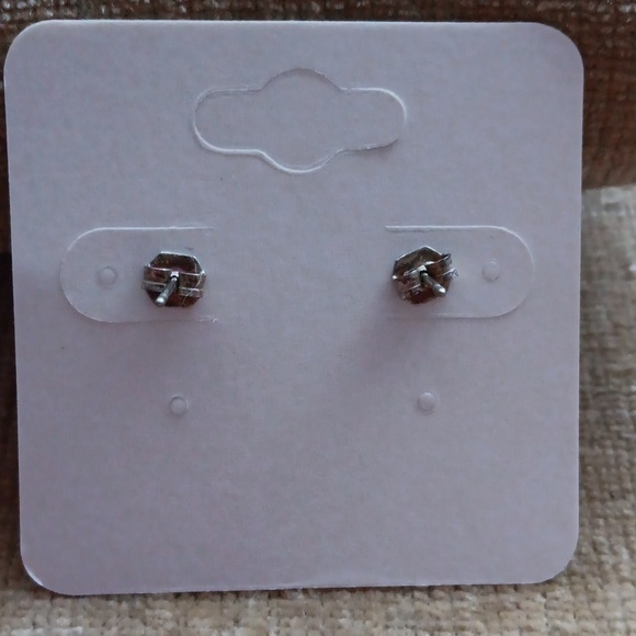 Silver Tone Black Heart Post Earrings - Picture 4 of 4